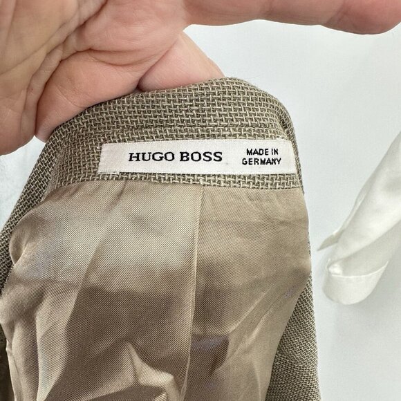 vintage 90s HUGO BOSS VINCENTE jacket blazer sport coat wool silk beige 42L - Picture 9 of 10